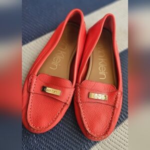 Calvin Klein Womens Leta Loafer Leather Coral Slip On Shoe Size 9